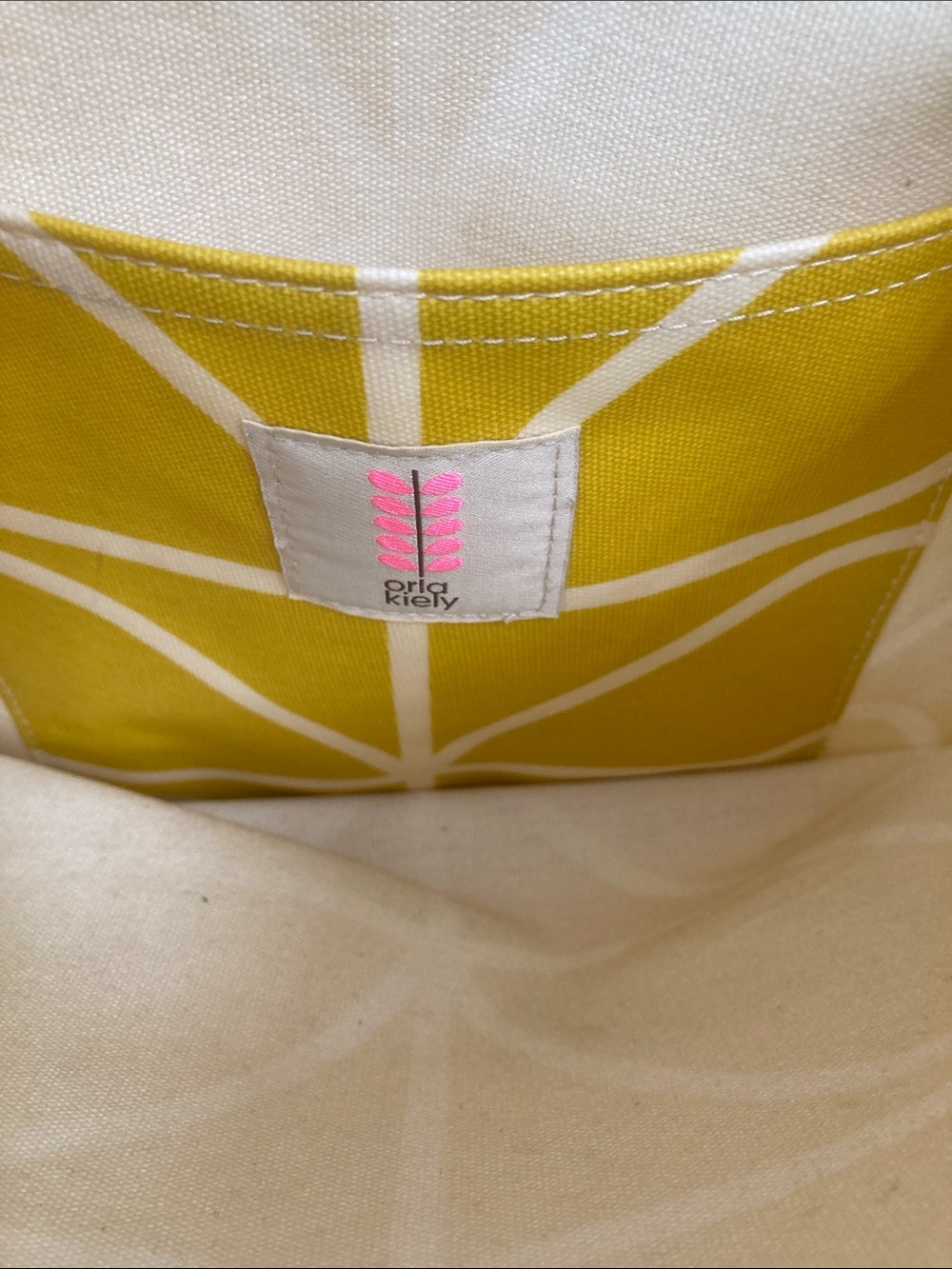 Orla Kiely Yellow and White Floral Canvas Crossbody Bag with Black Strap - Picture 3 of 9